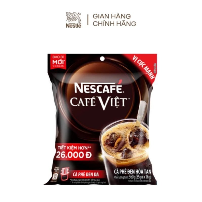 Nescafe Cafe Viet Black Iced 560 Gram, rich and refreshing flavor (35 packs x 16g)