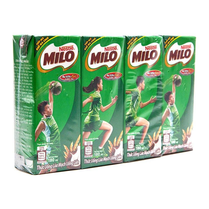 Sữa Milo lúa mạch lốc 4 hộpx180ml date luôn mới
