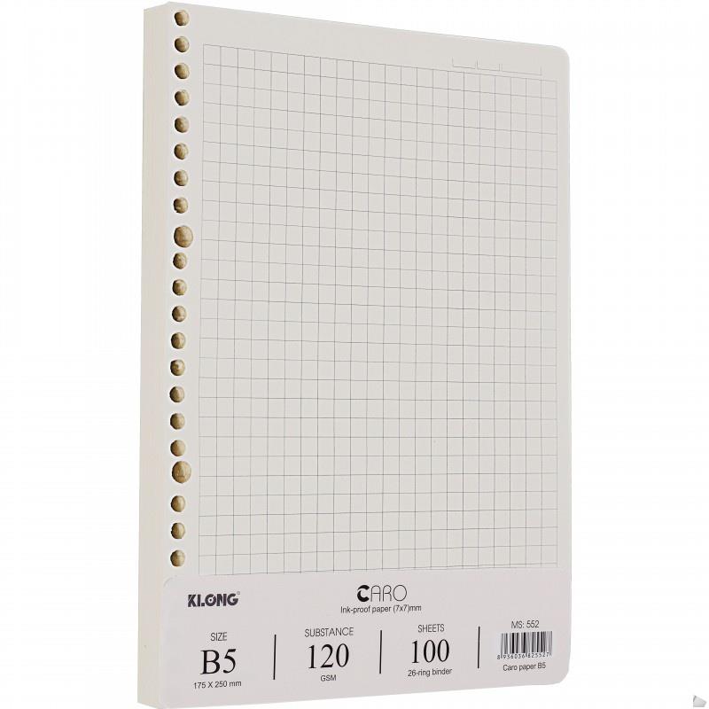 Ruột sổ còng giấy refill B5 Caro (7x7)mm 100 tờ; MS: 552 .