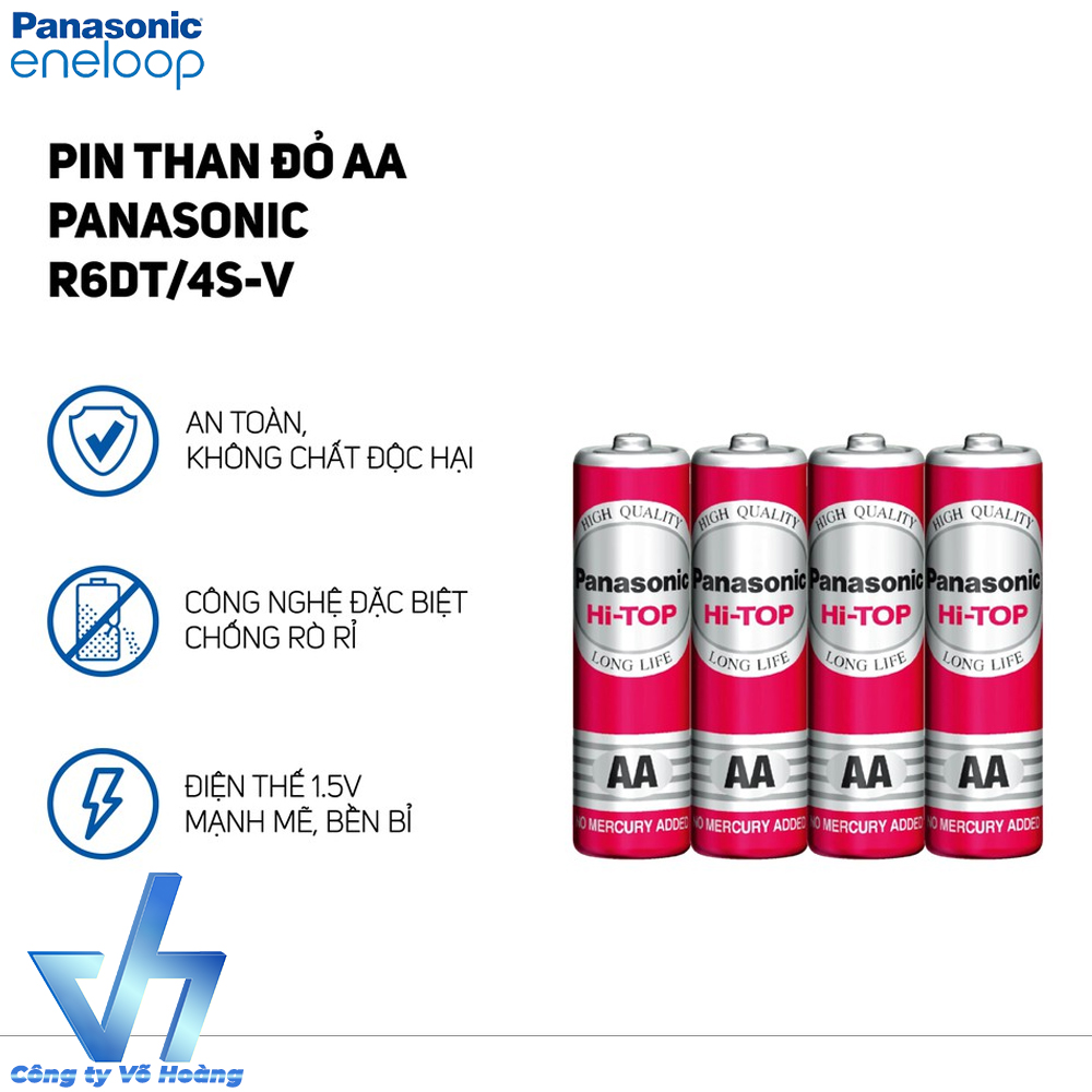 Bộ 4 pin AA Panasonic R6DT Heavy Duty không chảy nước, không chứa chì