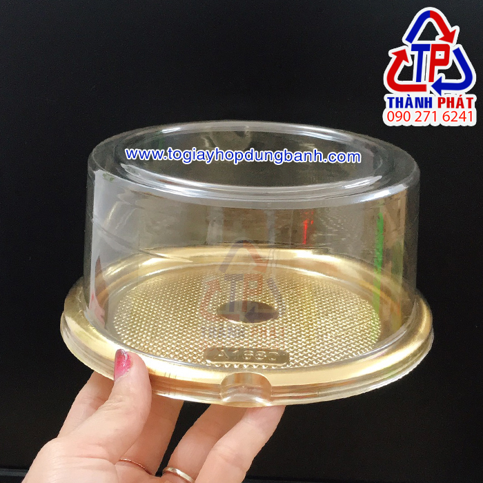 50 hộp a1680 – hộp nhựa đế vàng a1680 – hộp nhựa đựng bánh đào tiên 14cm