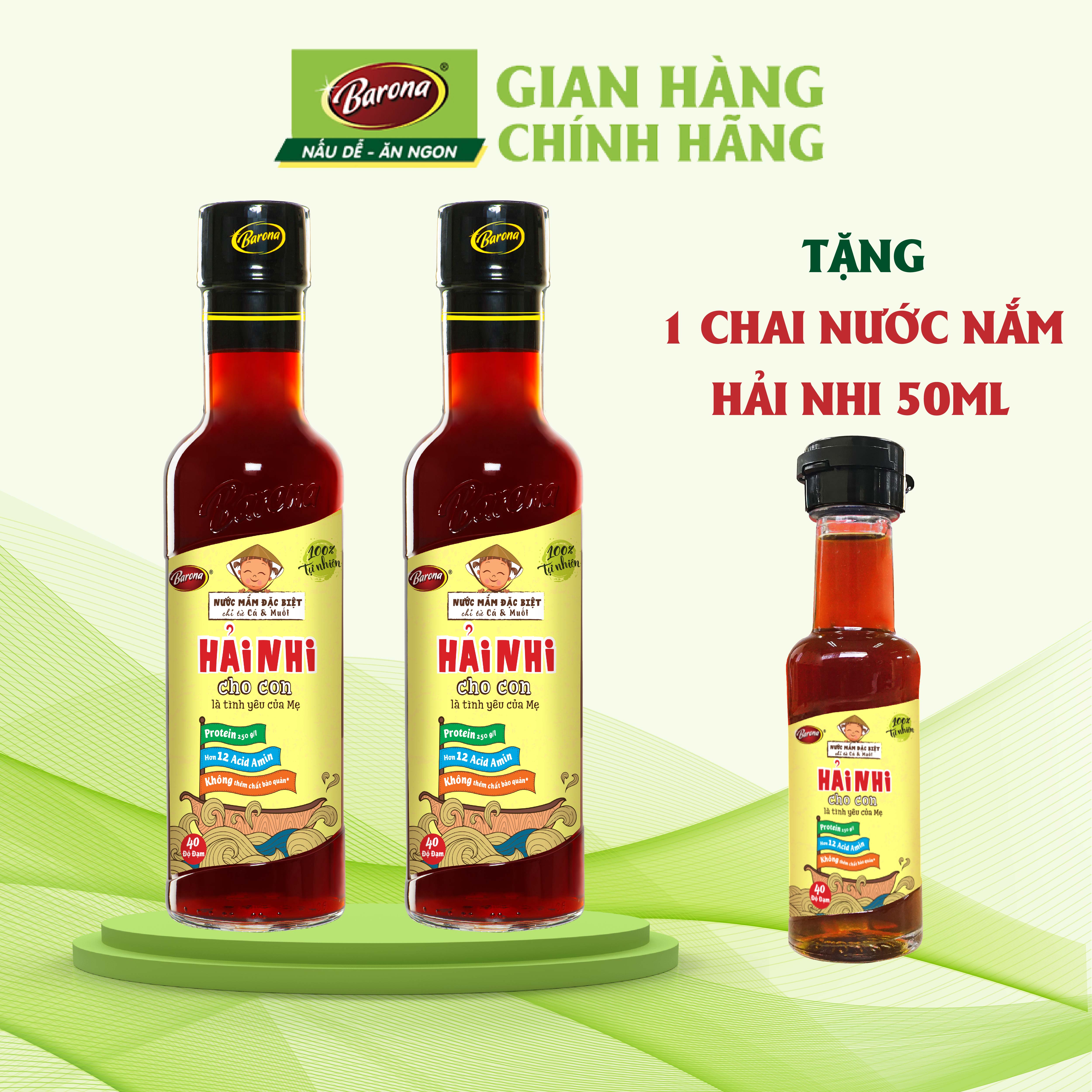Nước Mắm Hải Nhi Barona 250ml [Mua 2 chai TẶNG 1 chai Nước Mắm Hải Nhi Barona 50ml]