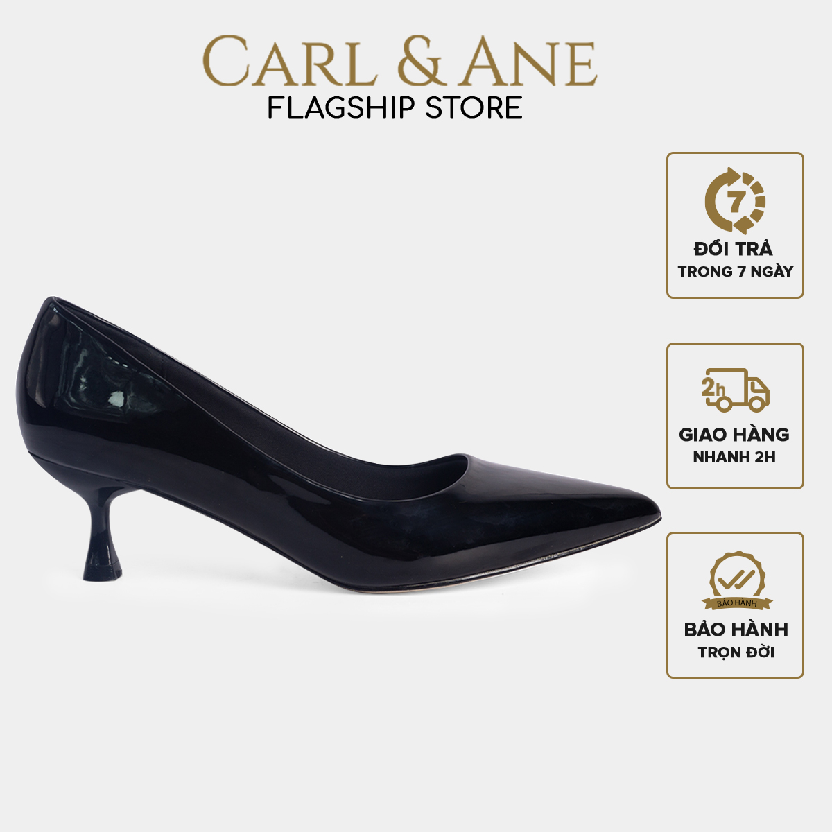 Carl & Ane - Giày cao gót thời trang nữ mũi nhọn kiểu dáng công sở cao 4cm màu đen - CP009