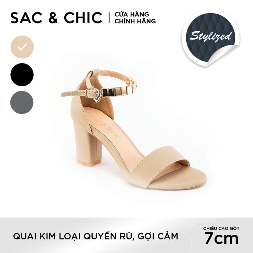 Giày Sandals SDC-4 Gót 7 Phân Quai Phối Kim Loại Độc Đáo Sac & Chic giá rẻ
