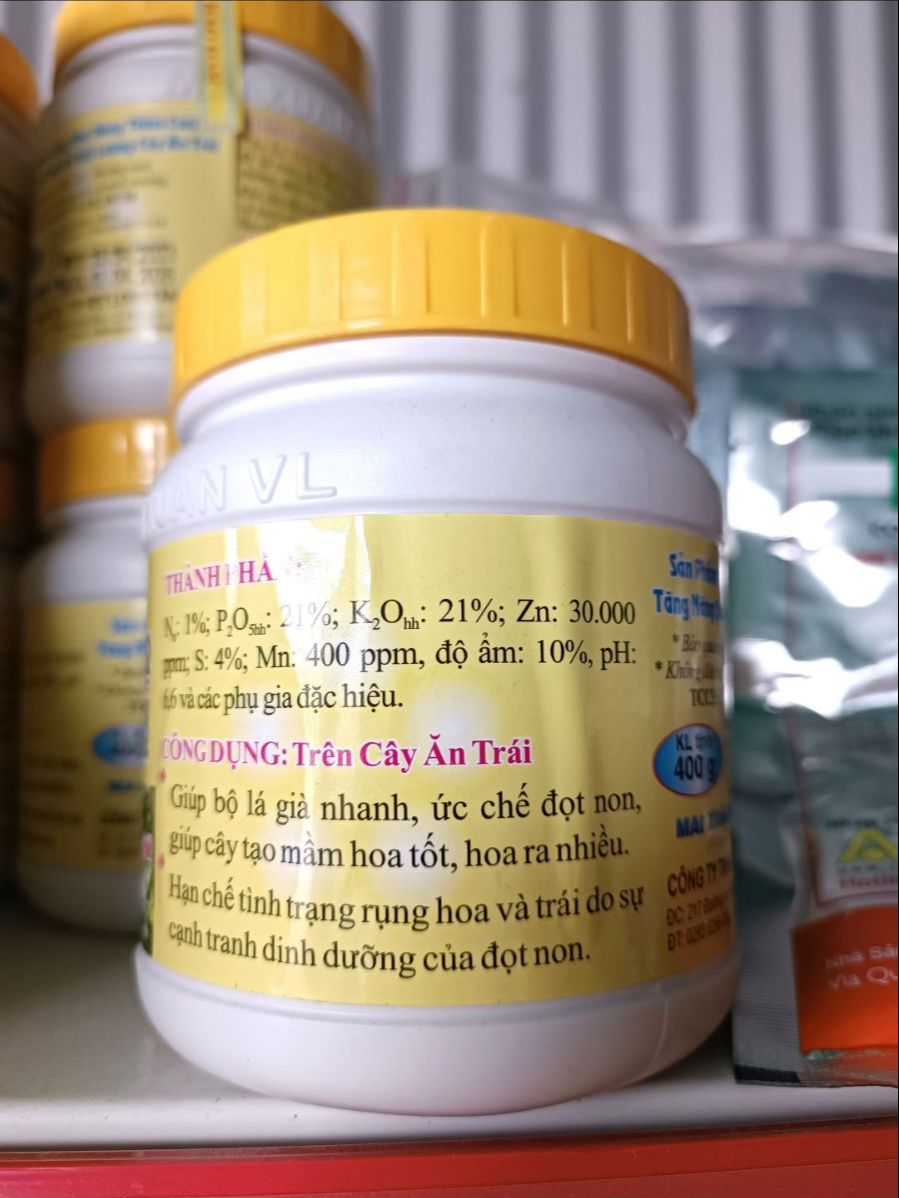 Phân bón lá hỗn hợp NPK MX3 (1-21-21-3Zn) hộp 400gr