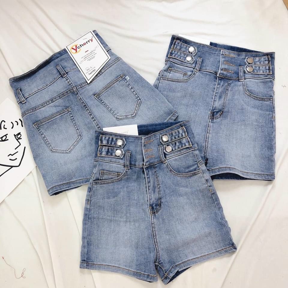 Quần Short jean 7 Nút,Quần Lưng Cao nữ,LY STORE