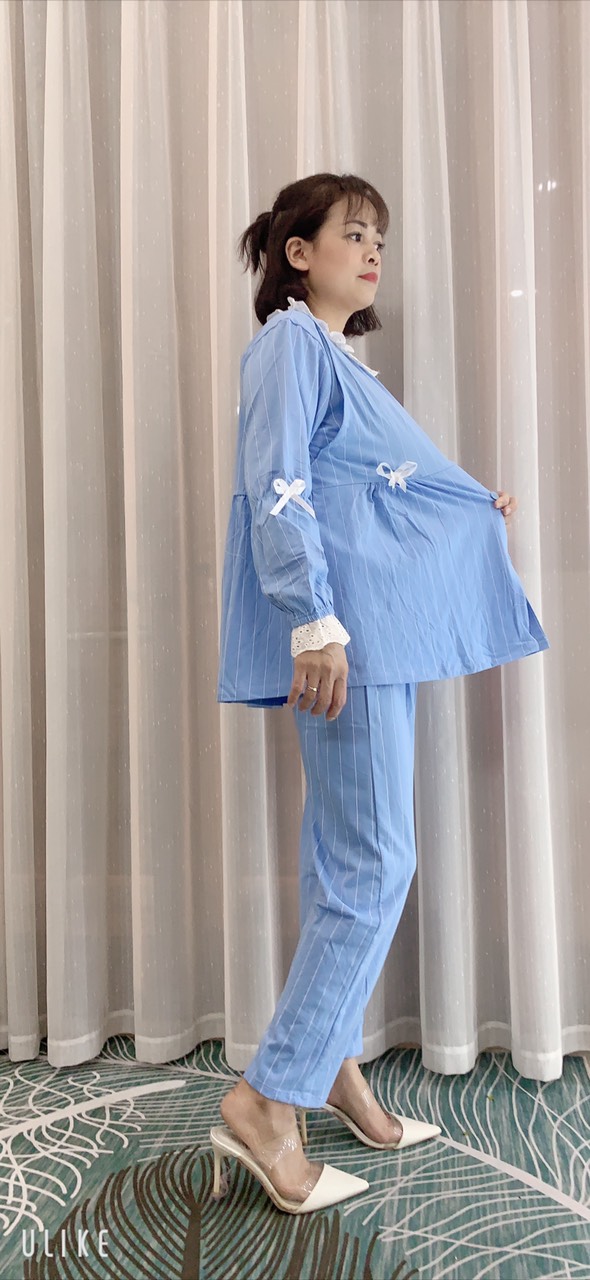 [Hoàn Tiền 6%] Bộ bầu và sau sinh cotton dài tay