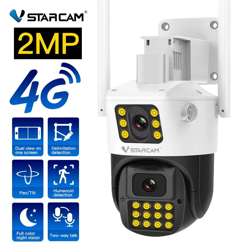 Camera IP Wifi Ngoài Trời Vstarcam Dùng Sim 4G Thông Minh - Camera Ống Kính Kép Độ Phân Giải Cao Siêu Nét - Chống Nước IP66 Phát Hiện Chuyển Động Đàm Thoại 2 Chiều - Camera Quay Ban Đêm Có Màu Đến 30M - Lưu Trữ Thẻ Nhớ - BH 12 Tháng