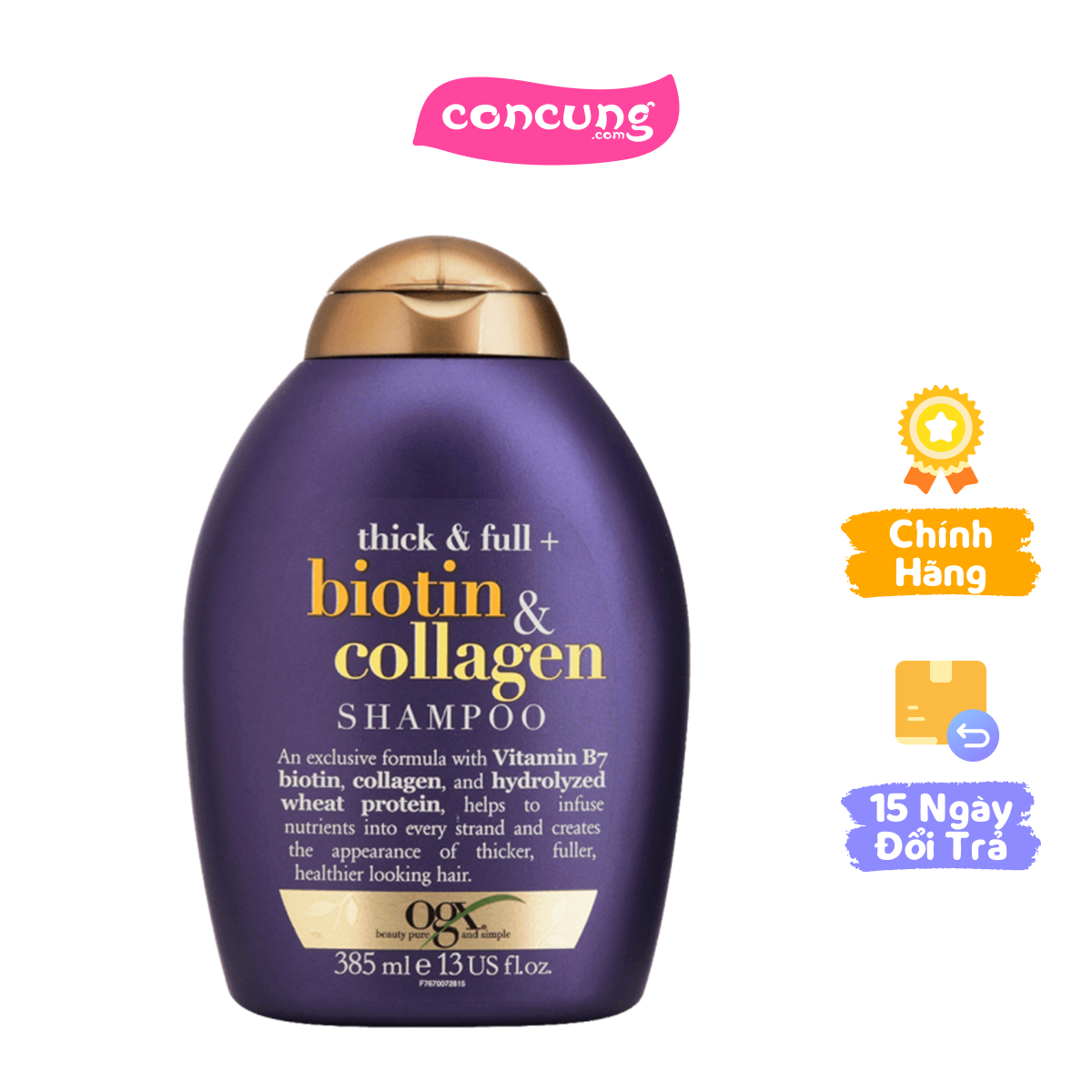 Dầu gội ogx thick full biotin collagen 385ml