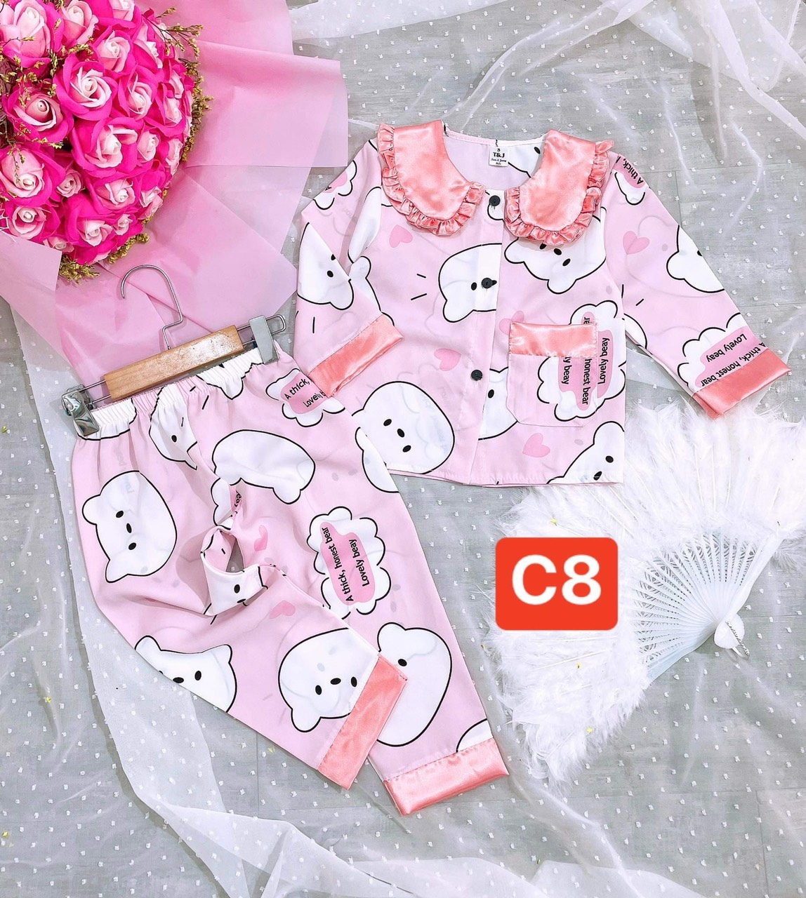 bô pijama lụa mango cho bé 22-35kg