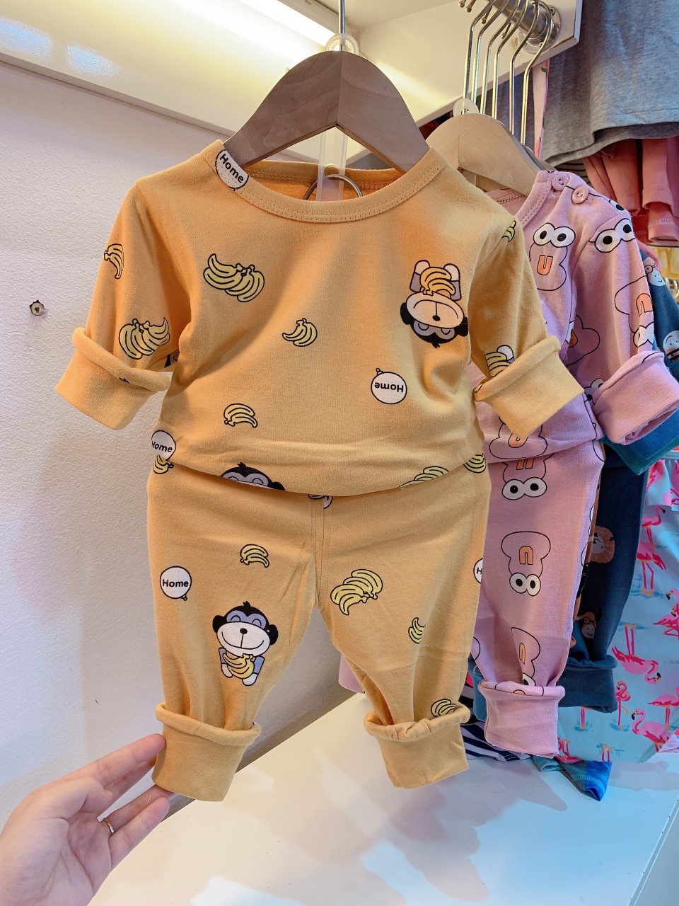 Bộ cotton len Quảng Châu cạp thường cho bé