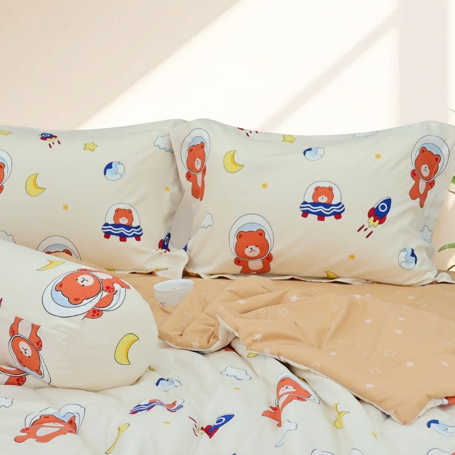 Bộ 5 món drap, áo gối kèm mền Stefani - ST200047 - Bộ chăn ga gối cotton