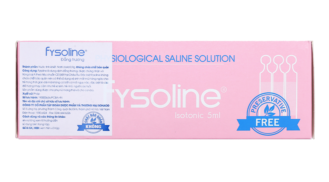 Nước muối sinh lý Fysoline Isotonic 5ml (Hộp 40 ống)