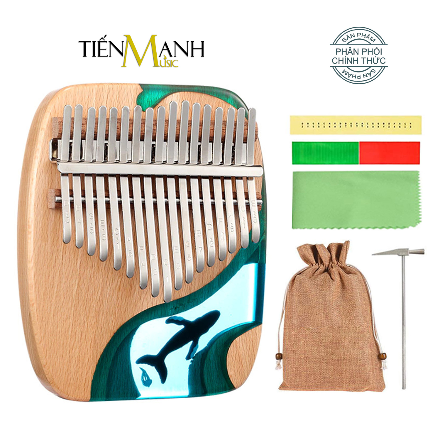 [Chính Hãng] Đàn Kalimba Hluru Resin 17 Phím KW Hình Cá Heo, Voi - Acrylic Keo đổ nhựa Thủy Tinh hữu cơ trong suốt