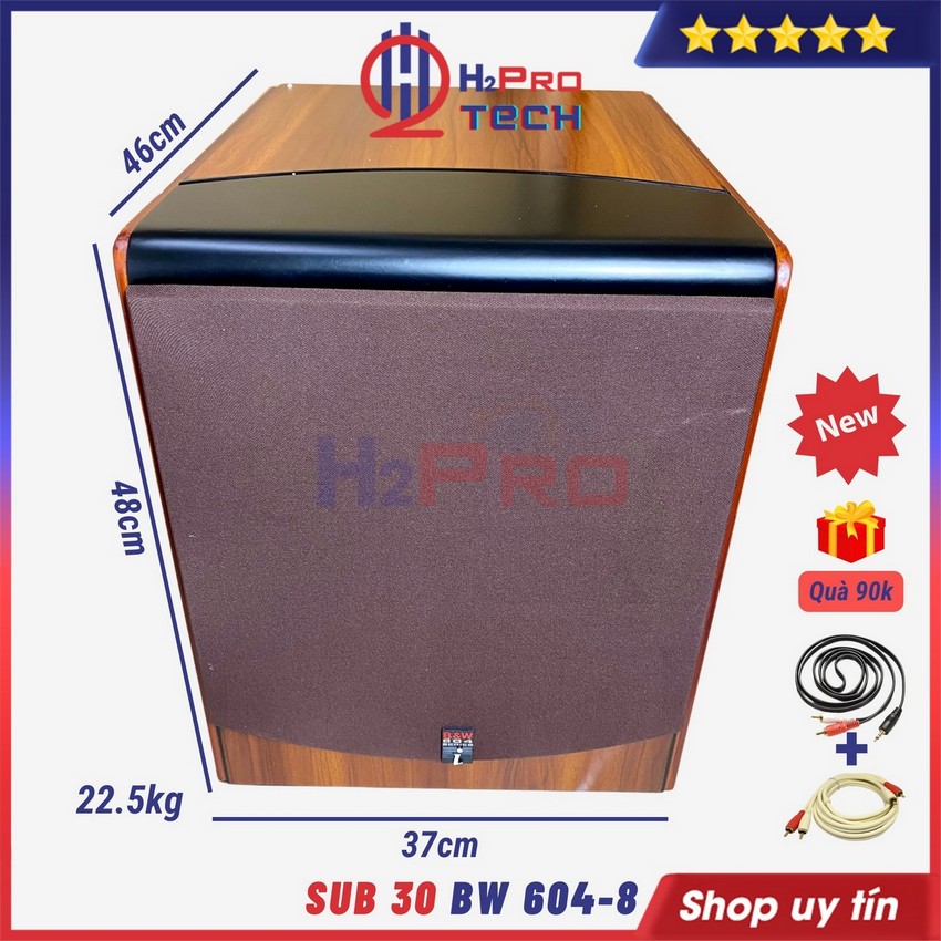 Loa sub điện bass 30 bw 604-8 350w - tặng dây av, loa trầm bass 30 sub mặt cao cấp - h2pro tech