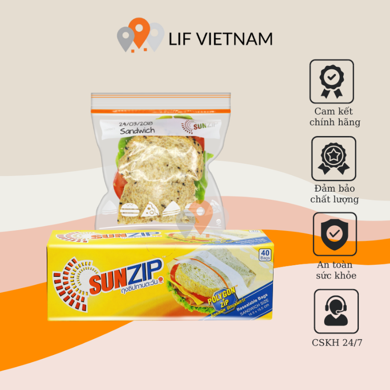 [Hàng ThaiLan] Túi Zip Đựng Thực Phẩm - SunZip Non Anti - Size S