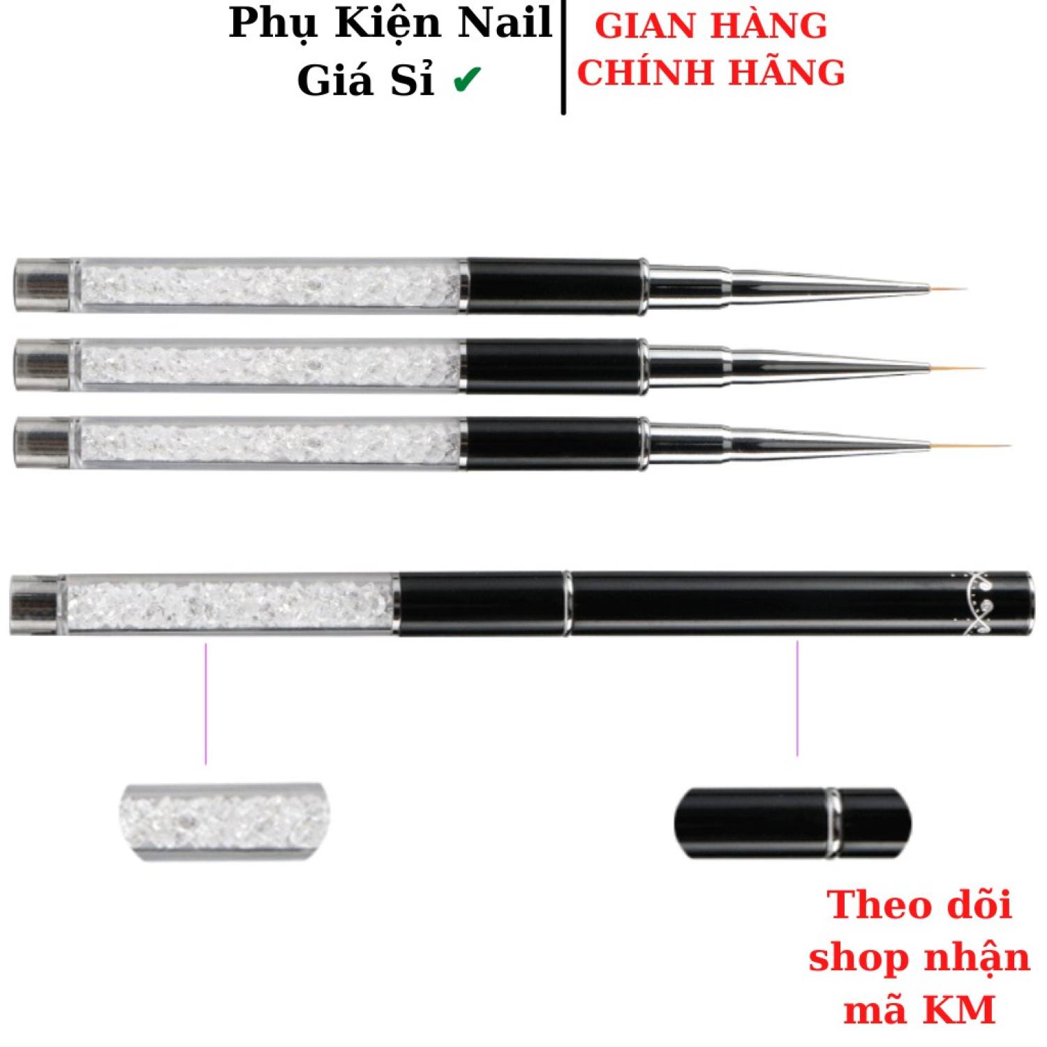 Cọ nét vẽ móng cán đá cao cấp 3 size (6mm; 9mm; 12mm) - Cọ vẽ nail chuyên dụng (lẻ chiếc)