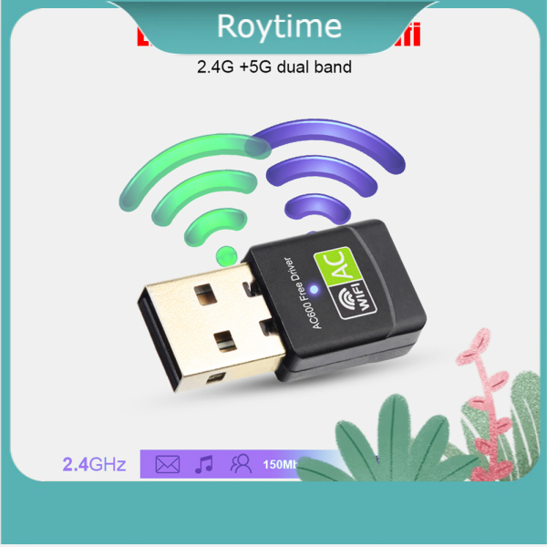 Bảng giá ROY Bộ điều hợp USB WiFi Bluetooth Bộ thu không dây 600Mbps băng tần kép 2.4 / 5Ghz USB WiFi Dongle Phong Vũ