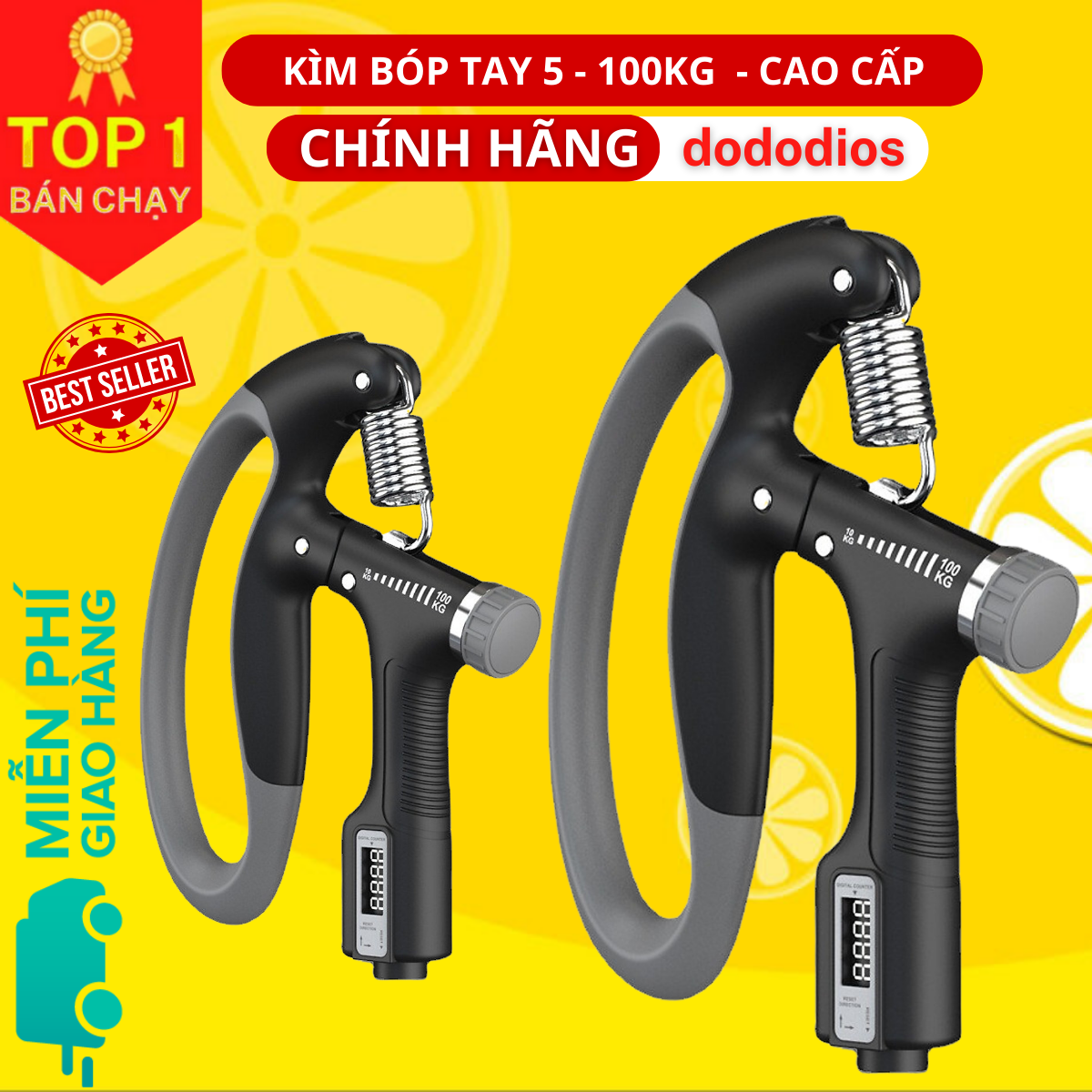 Kìm Bóp Tay, Kìm Tập Cơ Tay, Dụng Cụ Tập Gym Tại Nhà Điều Chỉnh Lực Có Đếm 10-100kg - Chính hãng dododios