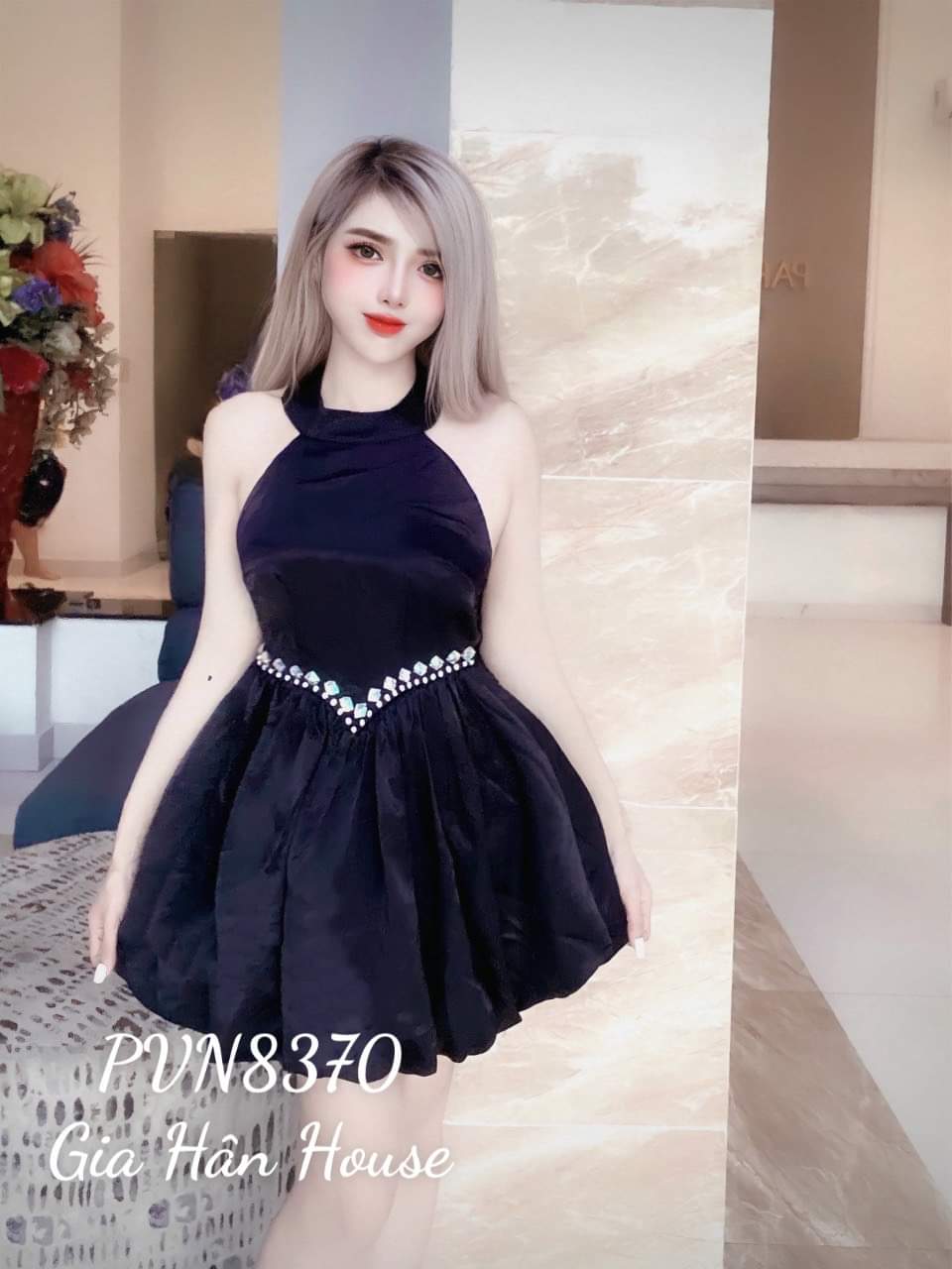 đầm phi bóng cao cấp kèm nơ eo xinh xinh mới ldt1122
