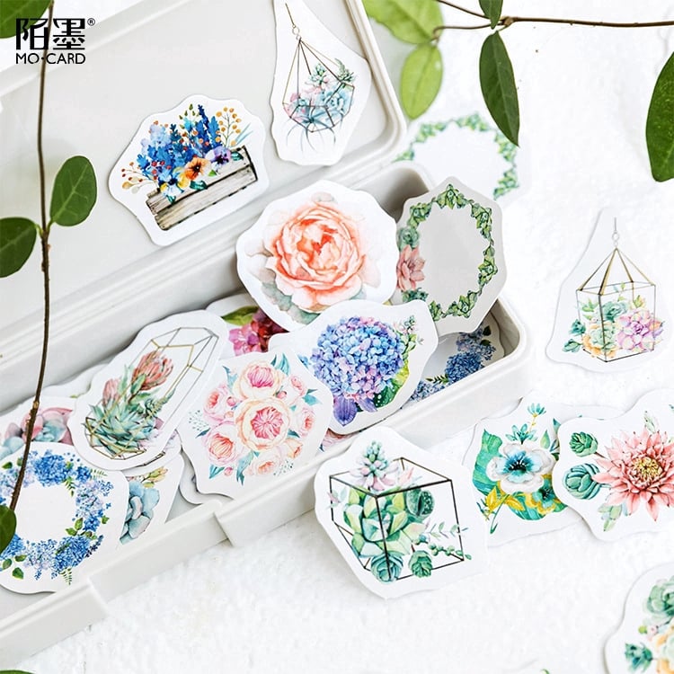 Hộp 45 Sticker Dán Các Loài Hoa