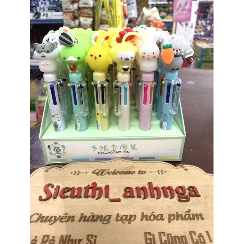 Bút Bi 6 Ngòi (6 Màu) Hình Thú Đáng Yêu