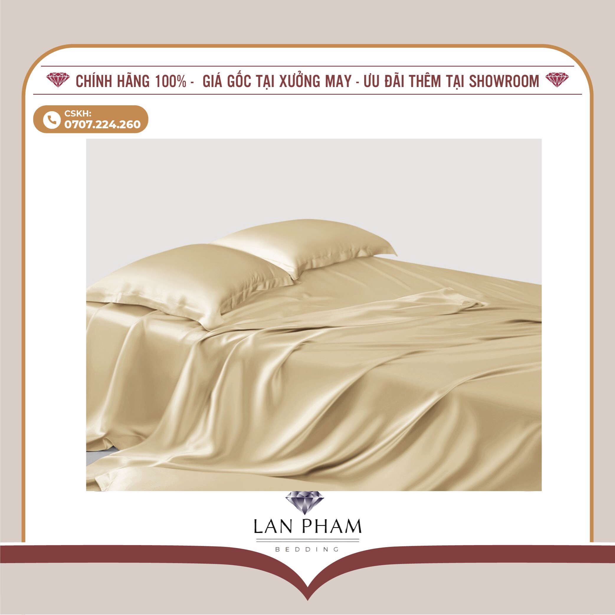 GA - DRAP GIƯỜNG LẺ PHI LỤA VÀNG KEM LAN BEDDING
