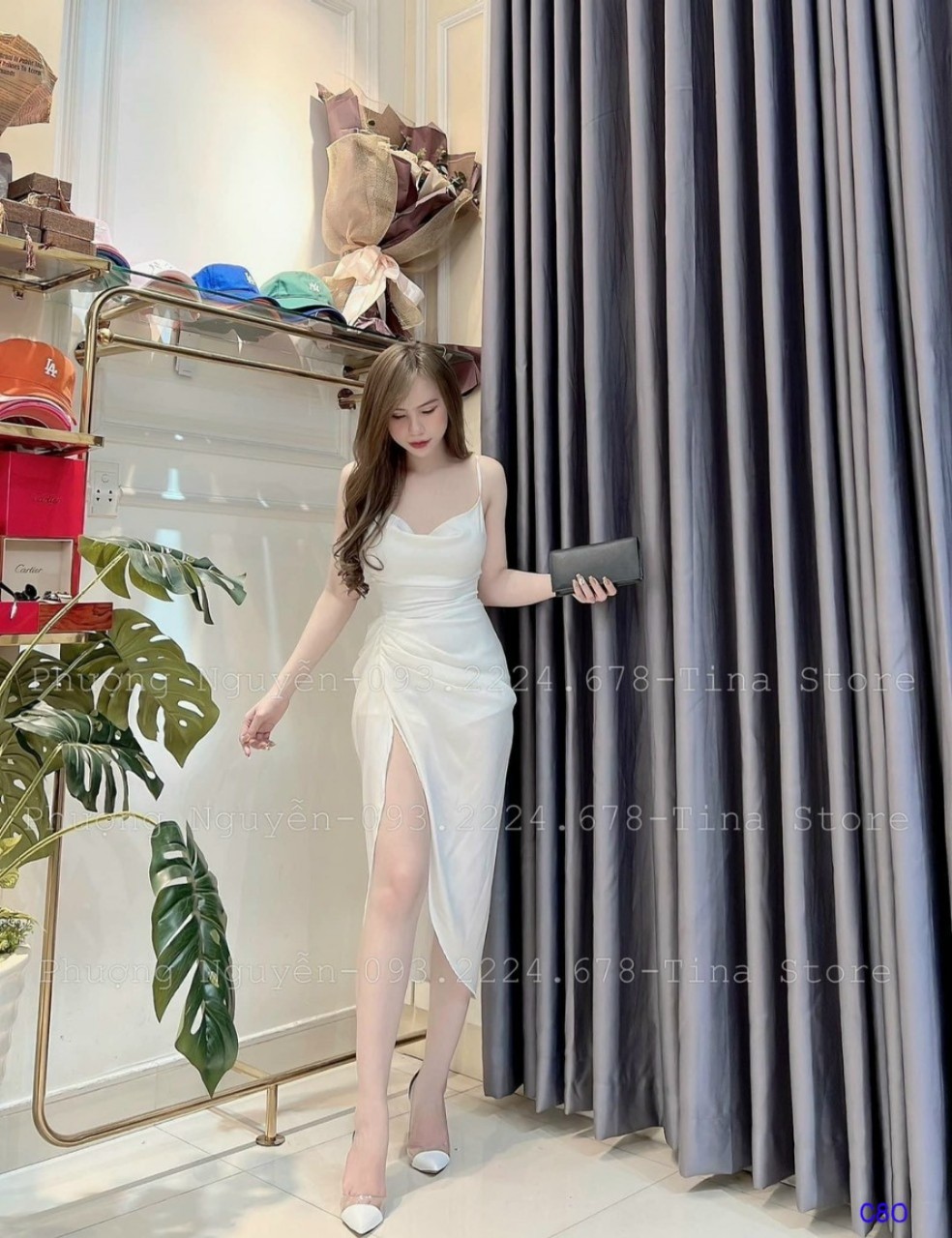 Mẫu hot chuẩn quảng châu - đầm umi 2 dây chẻ dọc cực hot up