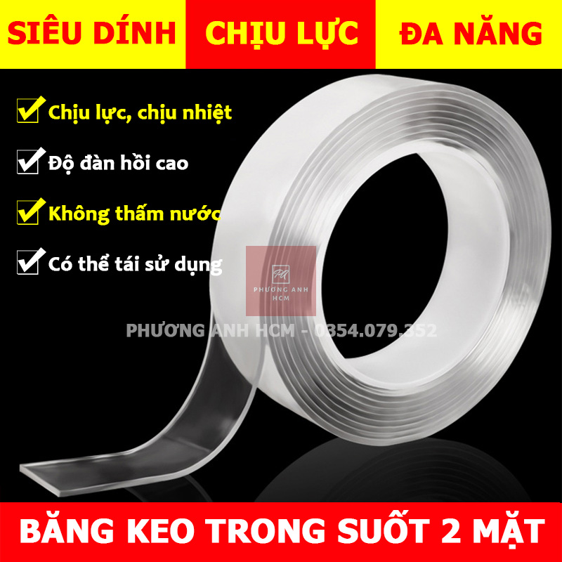 [HCM]Cuộn Băng Keo Nano Trong Suốt 2 Mặt Đa Năng Dán Tường Siêu Dính Siêu Chắc Chắn Dính Trên Mọi Vật Chất Không Thấm Nước
