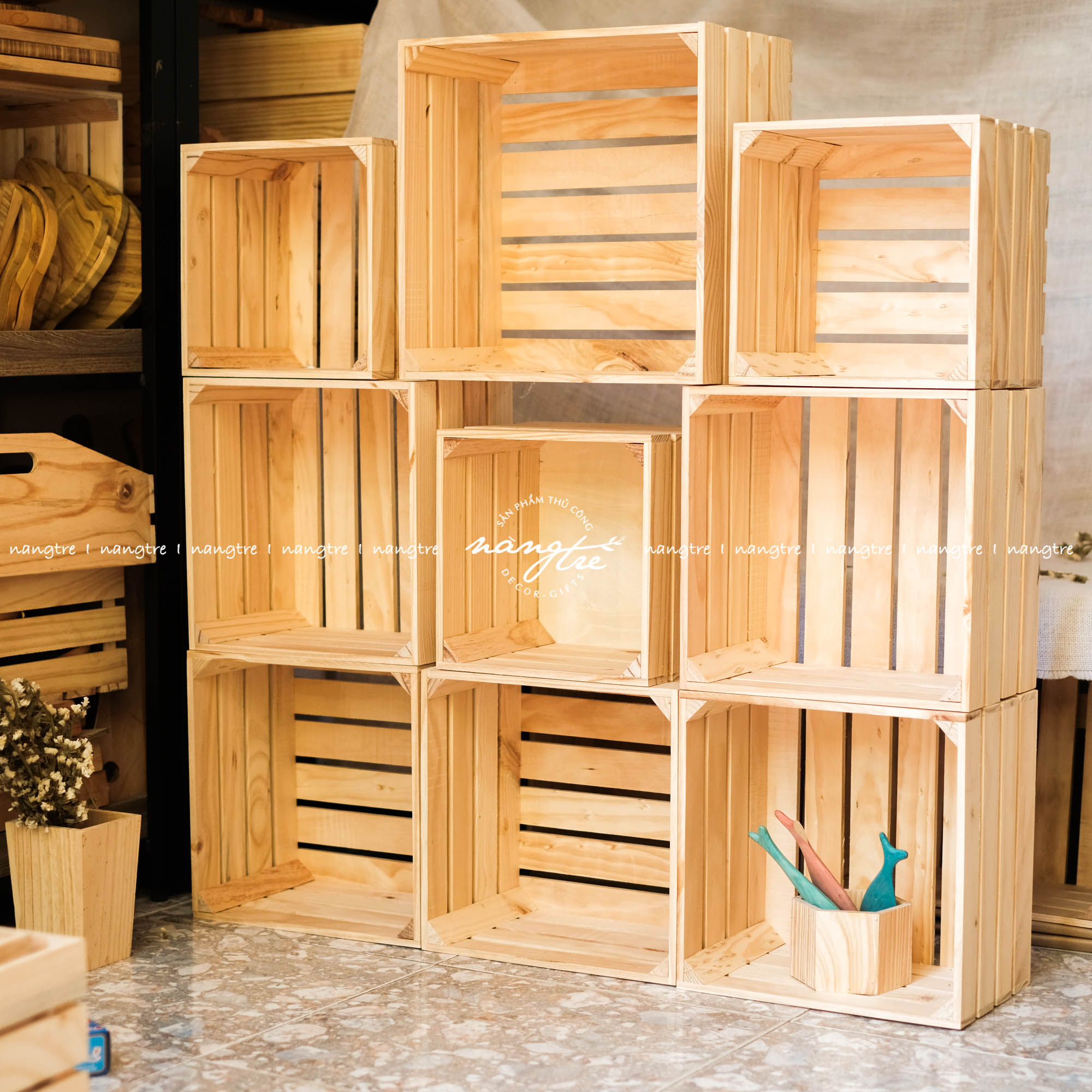 Thùng/Kệ gỗ pallet vuông (cao 30cm)