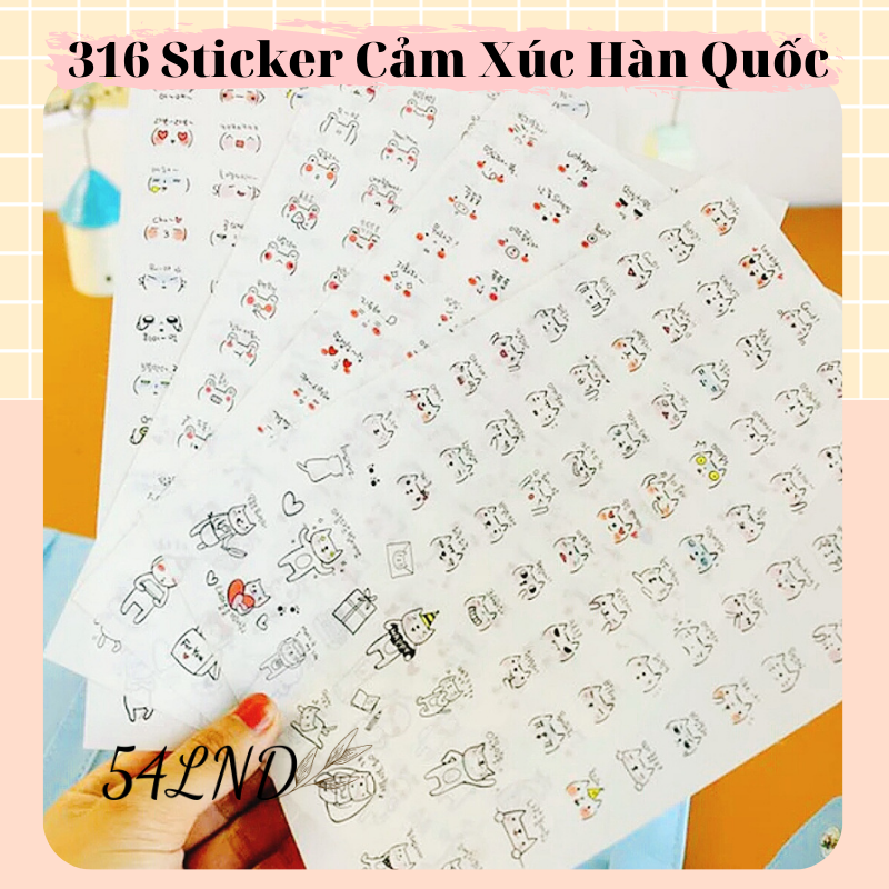 Set 316 nhãn dán biểu tượng cảm xúc moimoi 4 tấm