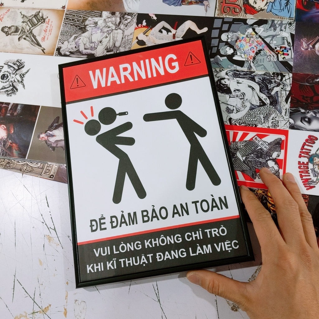 Bien Canh Boo " De dam bao an toàn vui lung khung chi tro khi ki thuat dang làm viec" Tranh Cu Khung Vien Noi