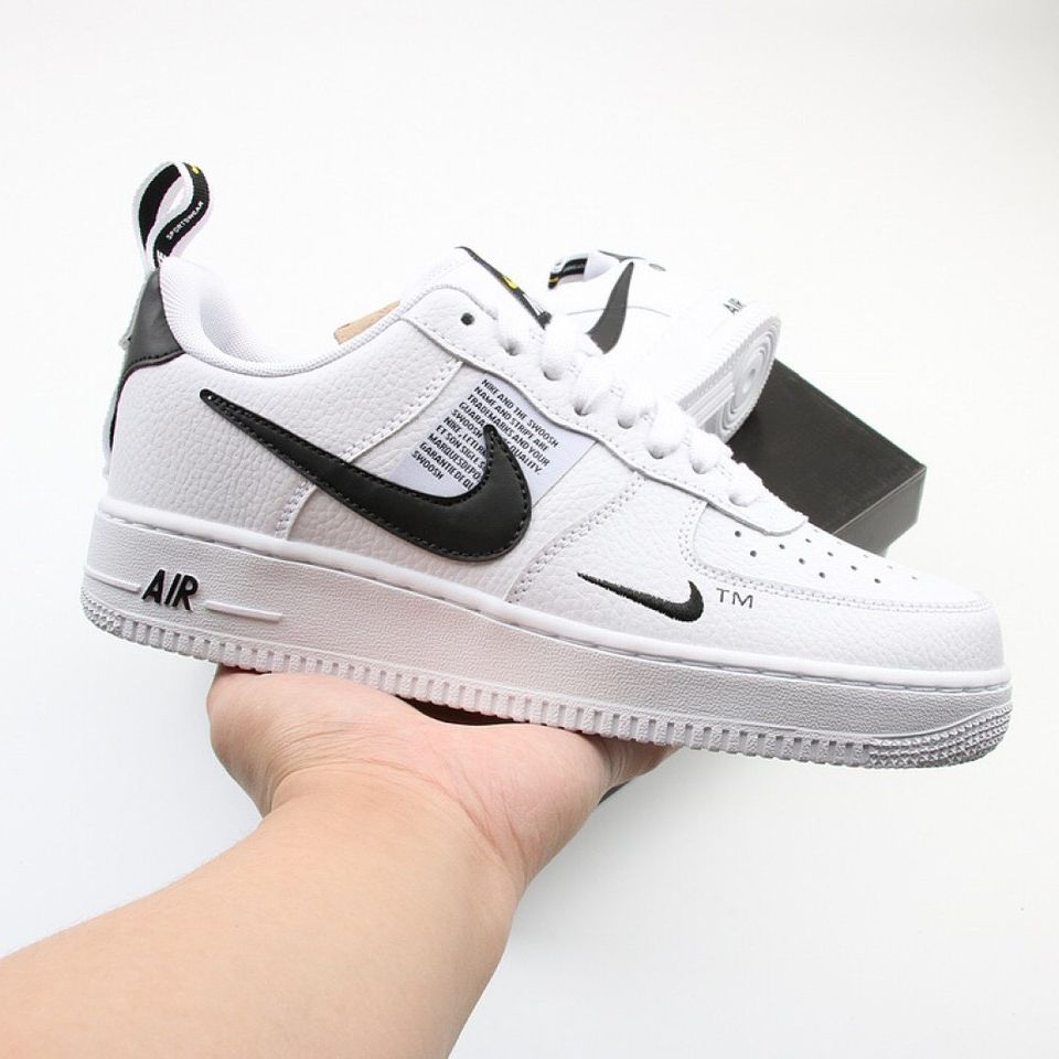 Giày Sneaker Air Force 1 Utility White Black low ( Giày AF1 TM)