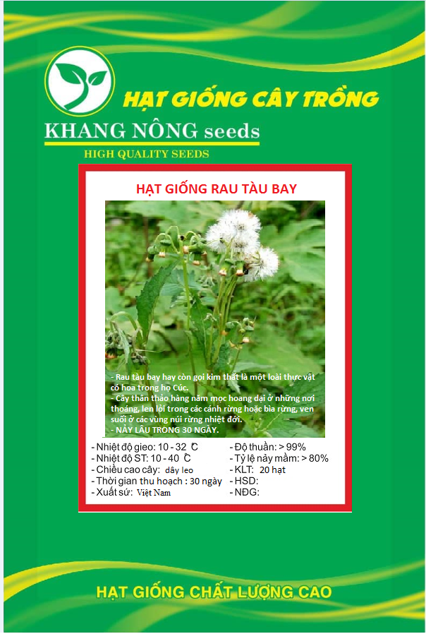 Hạt Giống Rau tàu bay hay còn gọi kim thất - Gói 20 hạt