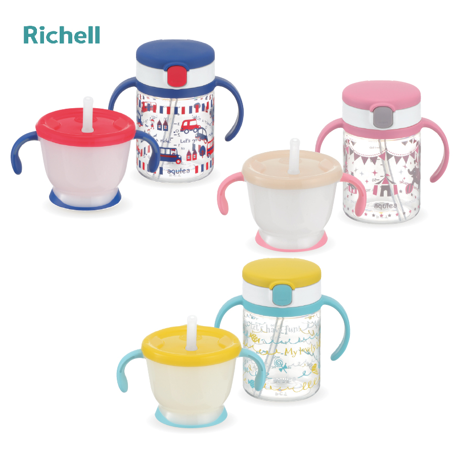 BỘ CỐC TẬP UỐNG VÀ BÌNH ỐNG HÚT RICHELL (XANH)