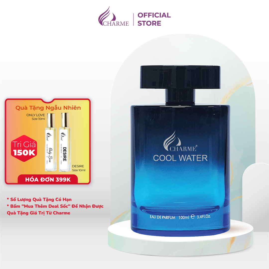 Nước Hoa Nam Thơm Lâu Charme Cool Water  100ml hương thơm mạnh mẽ thanh lịch cho các quý ông