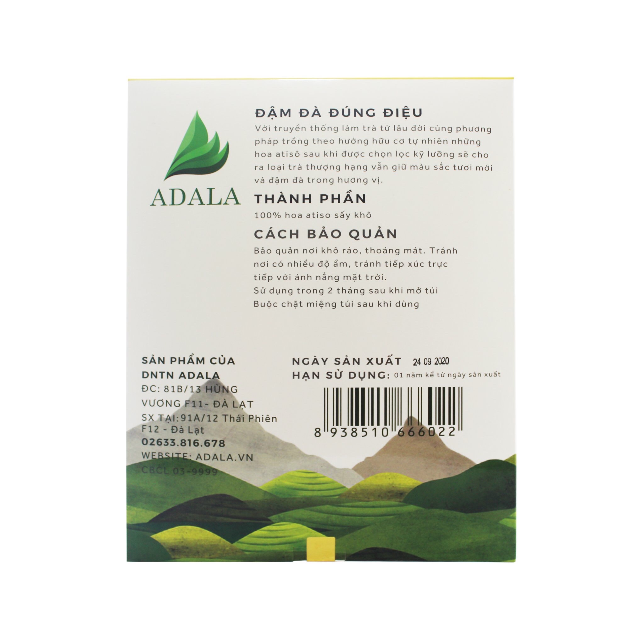 BÔNG ATISO ADALA HỮU CƠ SẤY KHÔ 500 GRAM ( HÀNG VIỆT NAM CHÍNH HÃNG )