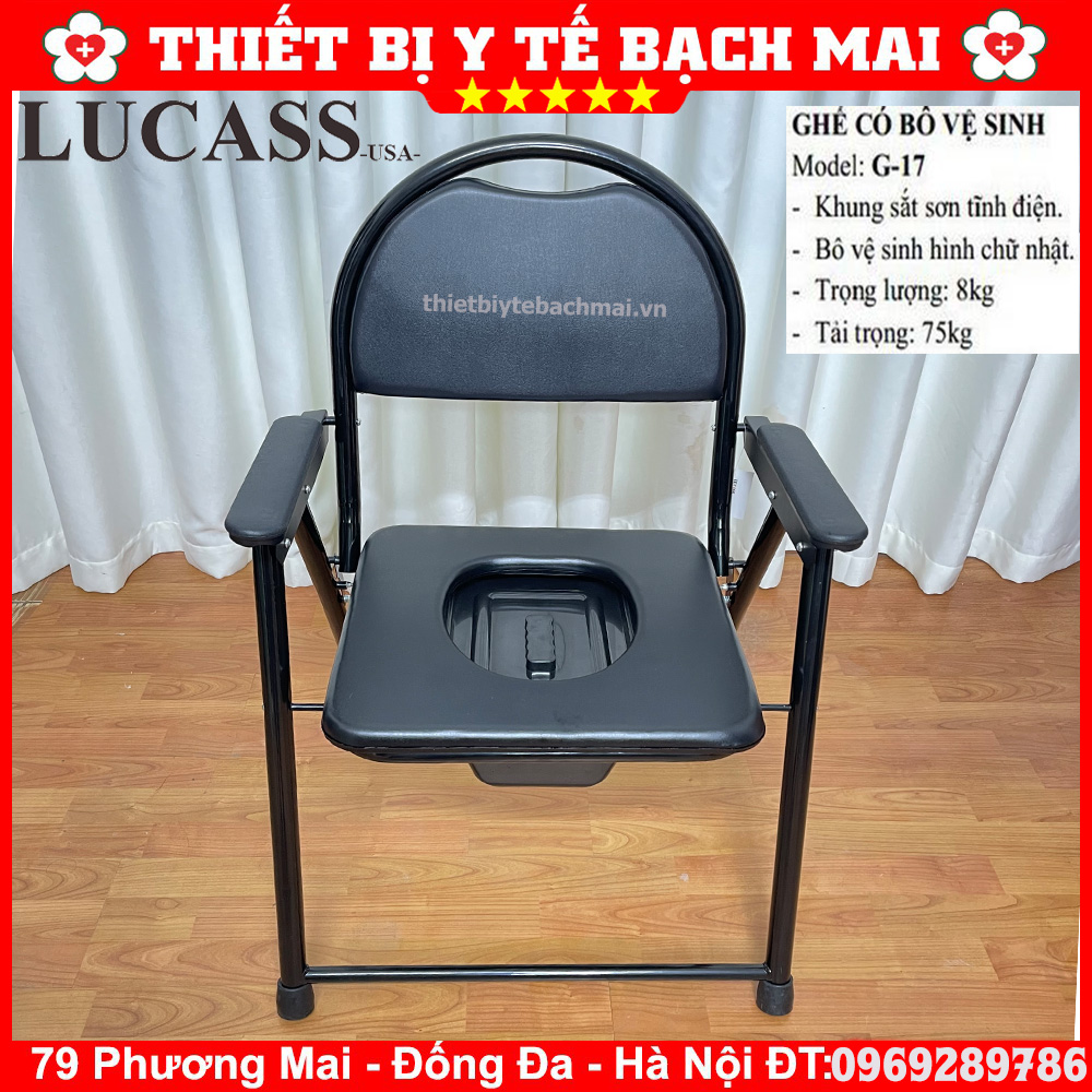 Ghế Bô Vệ Sinh Lucass G17 [Sắt Sơn Tĩnh Điện + Nệm Ngồi Êm]