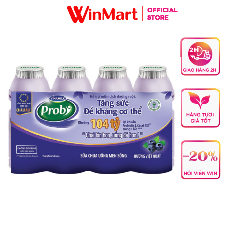 [Siêu thị WinMart] - VINAMILK SCU Probi h. việt quất130ml*4