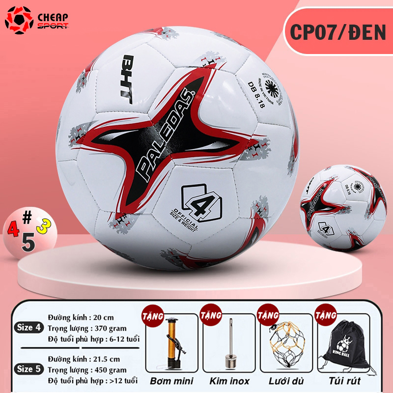 Quả Bóng Đá Size Số 3 4 5 Trái Banh Chính Hãng Bách Hiền Da PVC Giá Rẻ Phù Hợp Trẻ Em Và Người Lớn Thi Đấu Sân Cỏ Nhân Tạo Và Sân Cỏ Tự Nhiên - Tặng bơm mini, kim và lưới đựng bóng