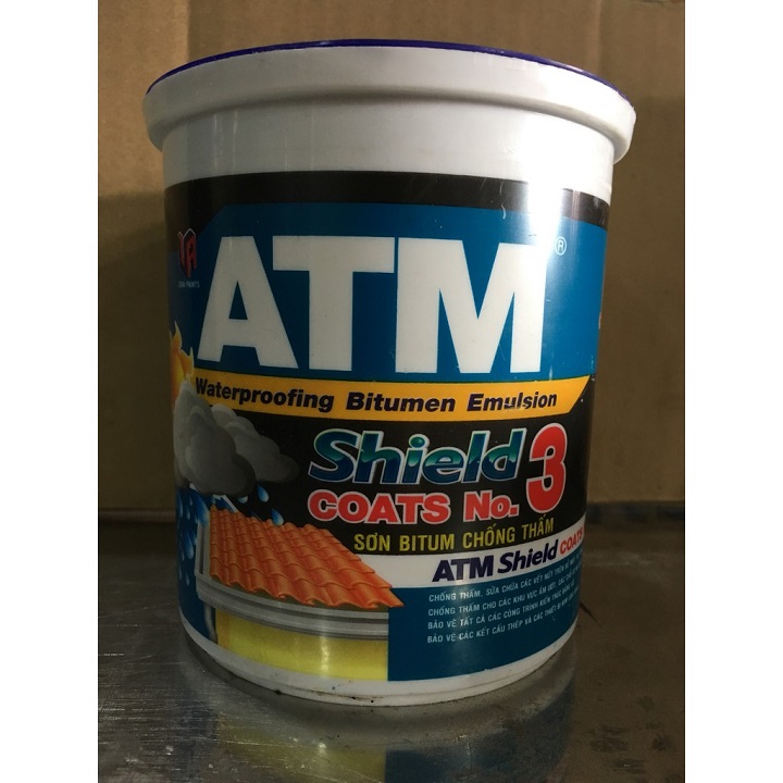 SƠN CHỐNG THẤM BITUM ATM, SỬA CÁC VẾT NỨT TRÊN BỀ MẶT BÊ TÔNG, XI MĂNG, MÁNG XỐI MÀU ĐEN 1KG