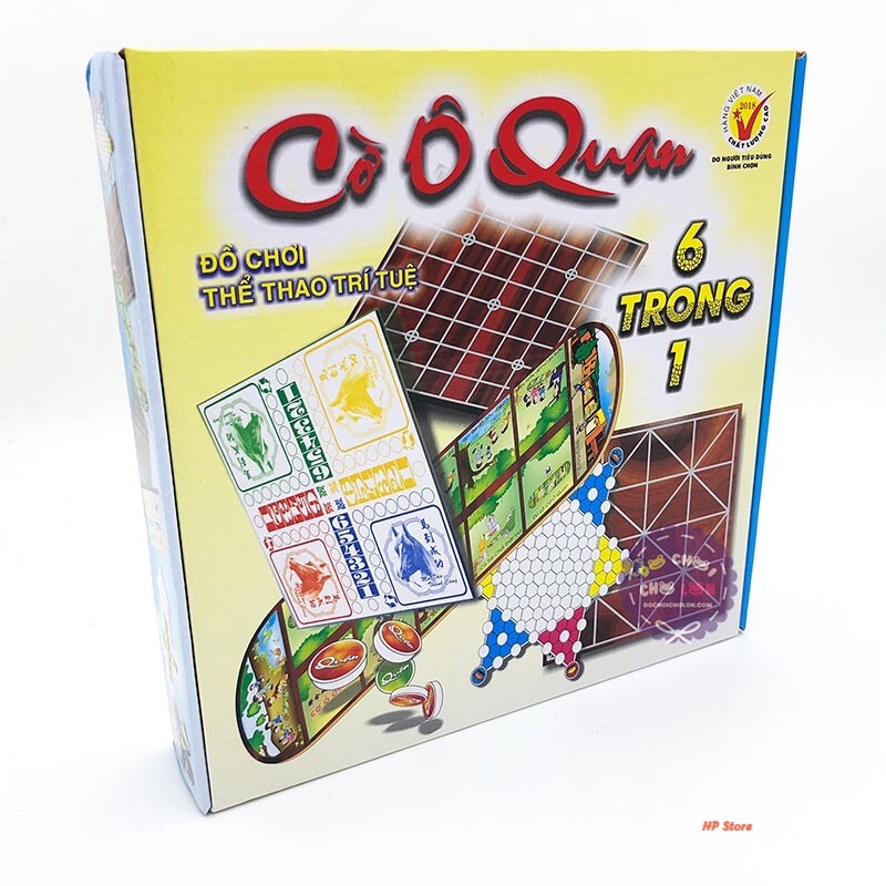 Bộ Cờ Ô Ăn Quan 6 Trong 1 Trí Tuệ Truyền Thống Việt Nam (Ô Quan - Vây - Caro - Cá Ngựa - Nhảy - Gánh)