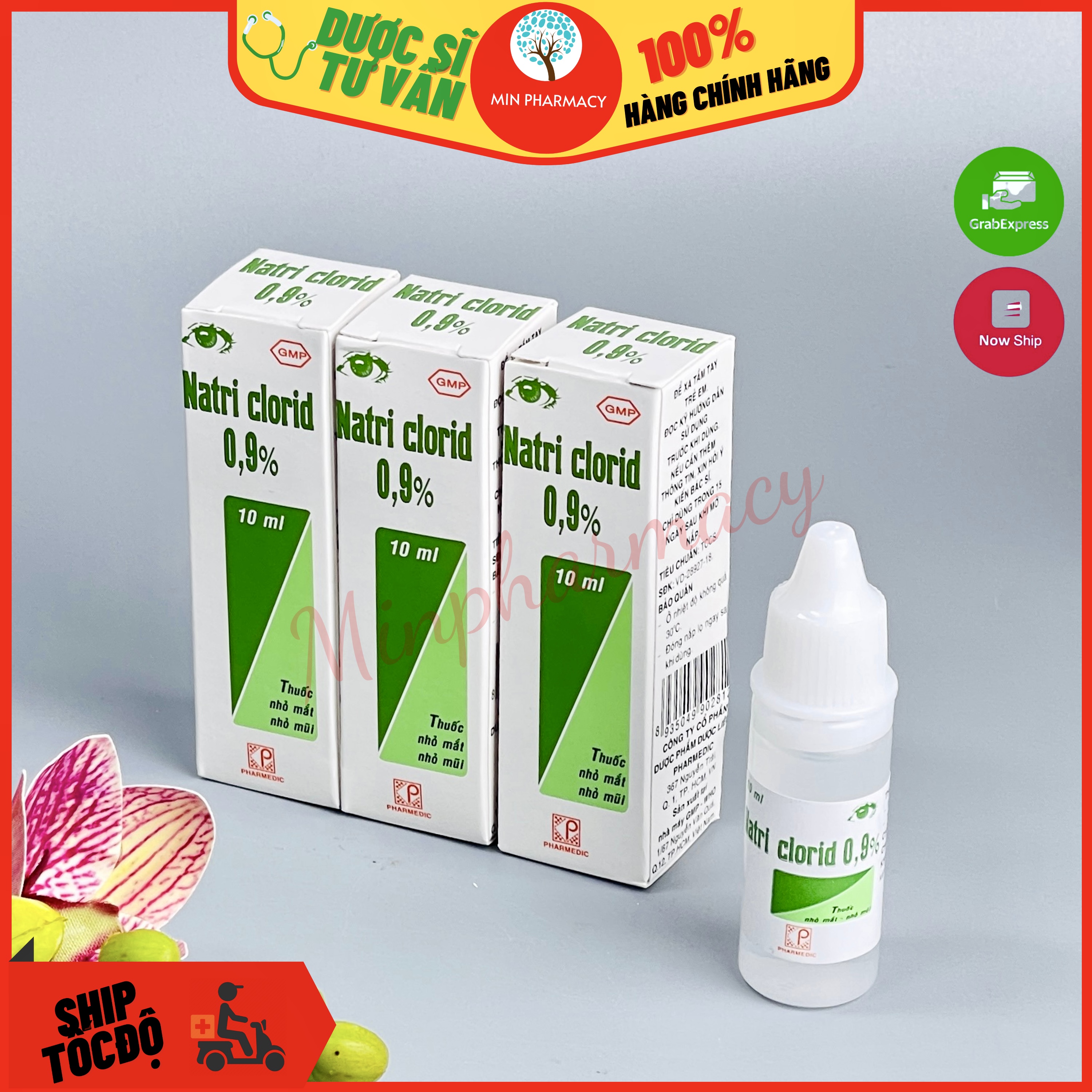 Natri clorid 0.9% 10ml dùng nhỏ mắt, vệ sinh mũi chai 10ml