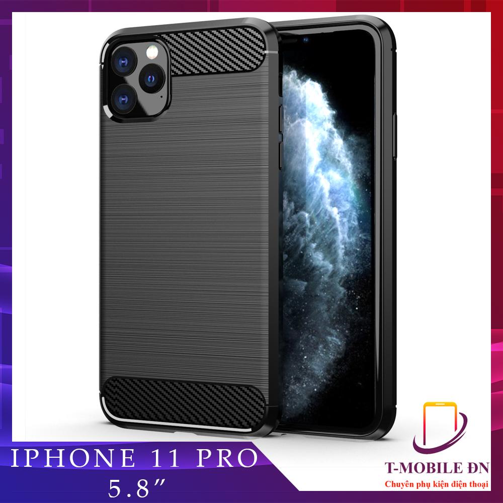 Ốp lưng dành cho iPhone 11 Pro silicone mềm Carbon phay xước chống sốc chống vân tay