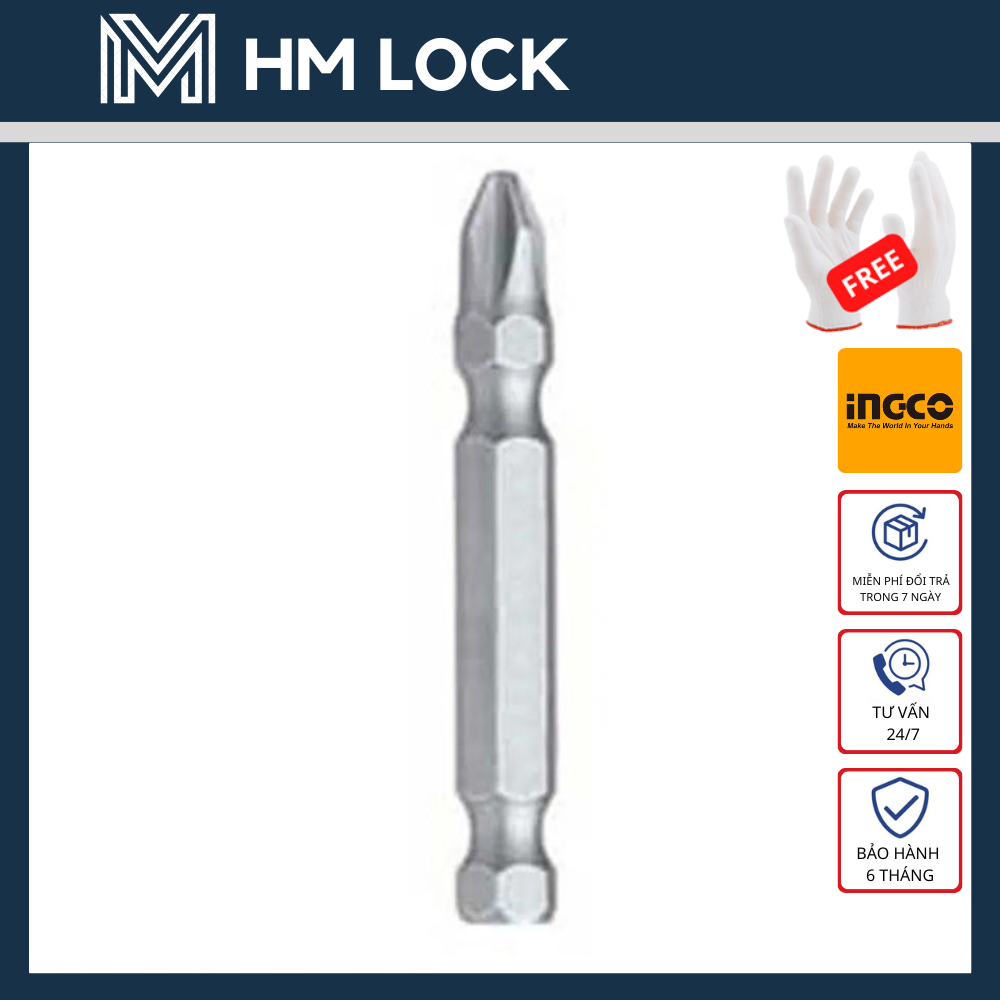BỘ 10 MŨI BẮT VÍT PH1, PH2, PH3 INGCO -  HÀNG CHÍNH HÃNG - HM LOCK