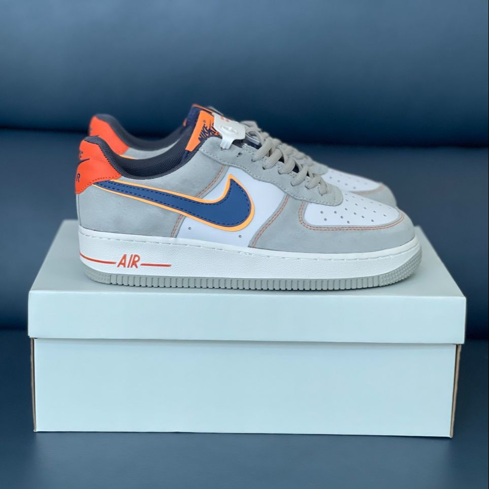 Giày Nike Air Force 1 AF1 Xám gót cam da lộn bản siêu cấp full box + bill