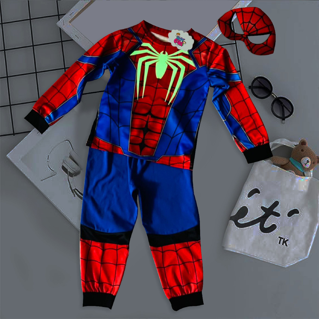 Bộ nhện dài dạ quang mặt nạ  - Quần áo SpiderMan