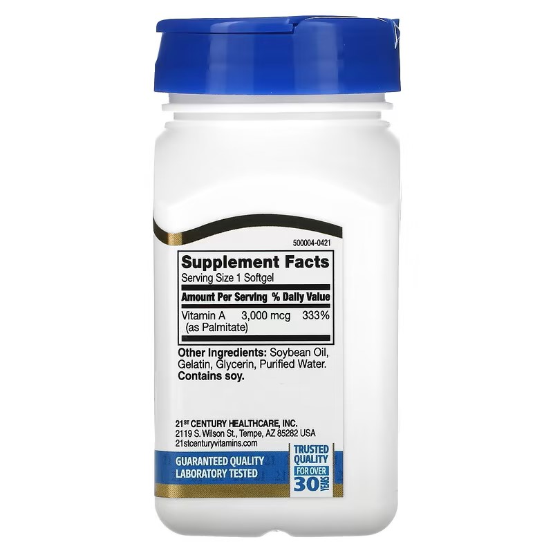 21st Century (USA), Vitamin A, 3.000 mcg (10.000 IU), 110 viên (HSD 05/2025)