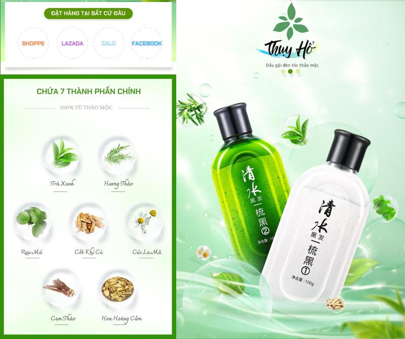 Nhuộm tóc phủ bạc thảo mộc dạng chai gội RuiHu chiết xuất Tảo Nhật Bản - Bộ 2 chai - 200ml giá rẻ