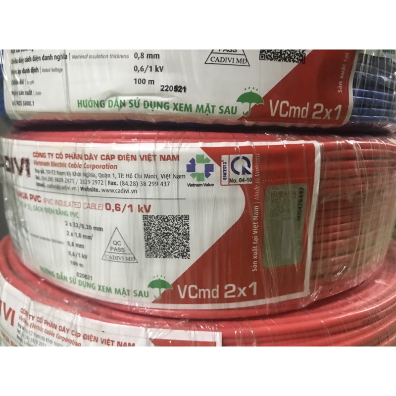 100 mét dây điện cadivi đôi 2x1.0
